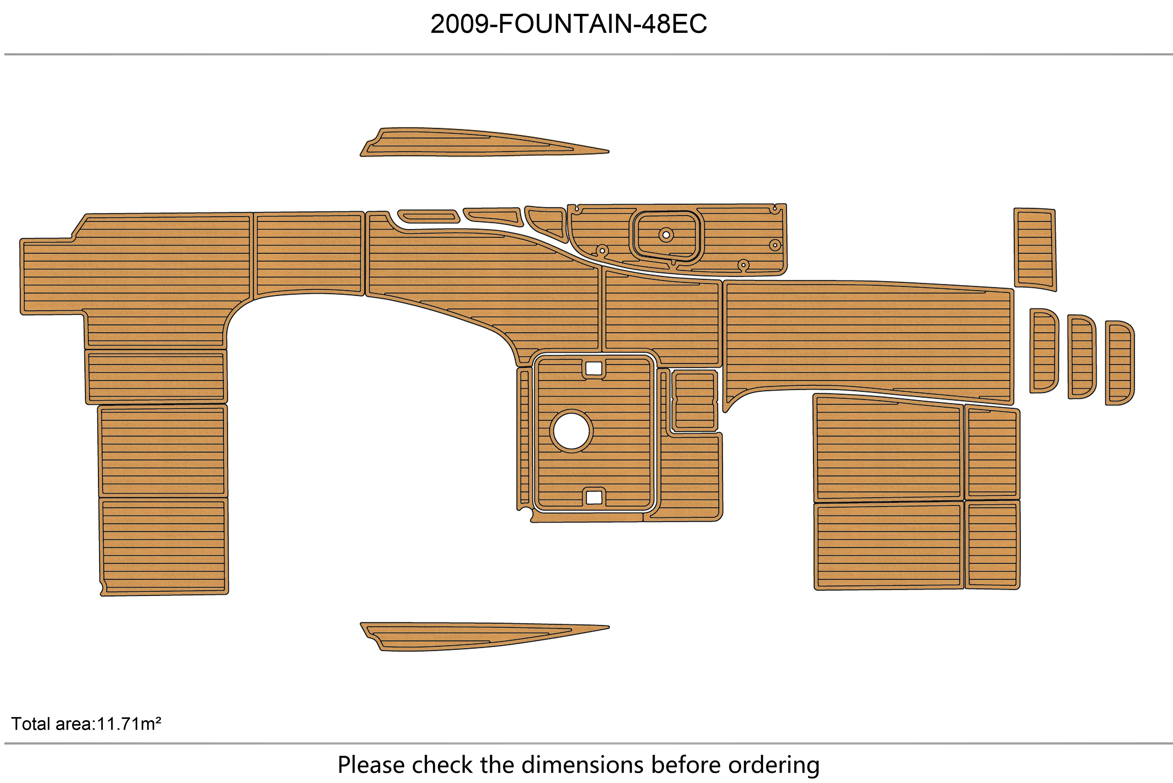 

2009 FOUNTAIN 48 EC bow Cockpit platform 1/4" 6mm EVA fAUX carpet Water Ski Yacht Fishing Boat Non-slip mat floor