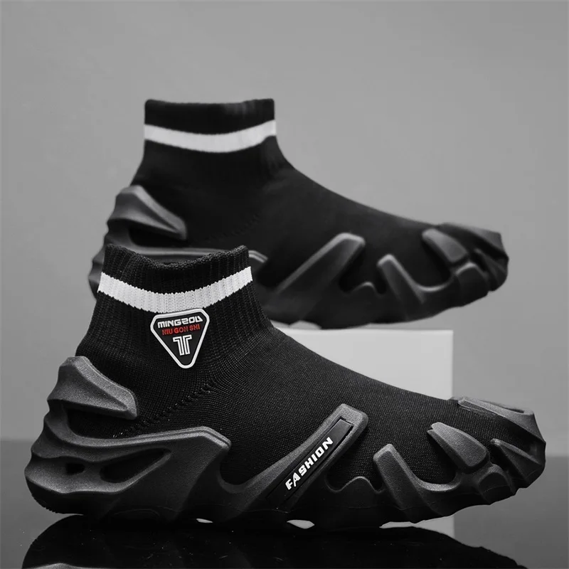 new men's Classic Black Socks Runing Shoes Men High Sock Trainers Slip on Casual Shoes Lightweight Sneakers Men basket homme