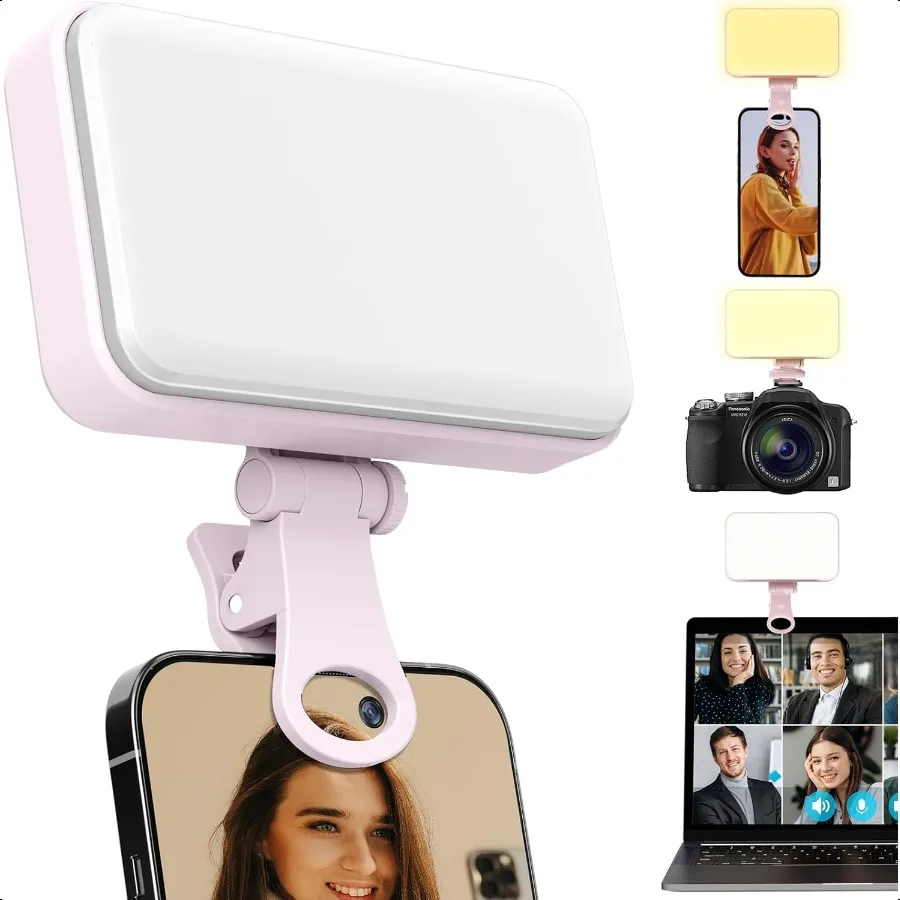 

66 LED Portable Selfie Light for iPhone Phone Camera Laptop w 3 Lighting Modes 5 Brightn Levels Clip On Rechargeable Video Ligh