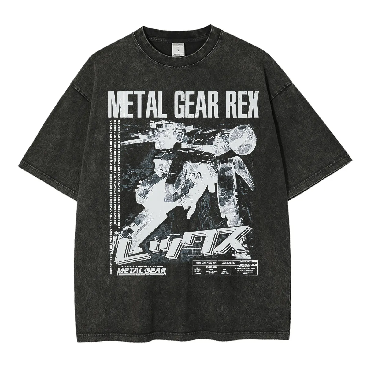 Metal Gear Solid Metal Gear Rex MGS1 Solid Snake – Grafik-T-Shirts im Vintage-Look, gewaschen, für Herren und Damen, kurzärmelige T-Shirts. – Detail 2
