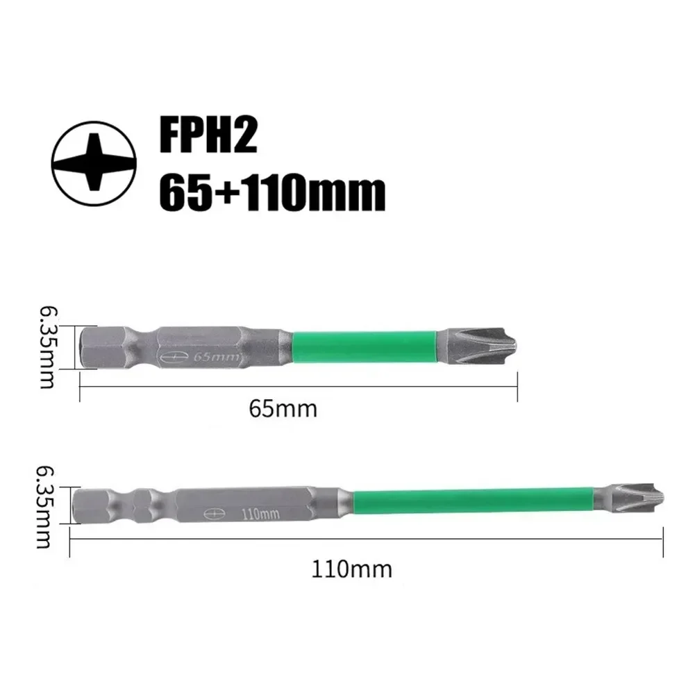 1/2/5/6pcs 65 110mm Magnetic Special Slotted Cross Screwdriver Bit For Electrician FPH2 Screwdriver For Socket Switch Power Tool