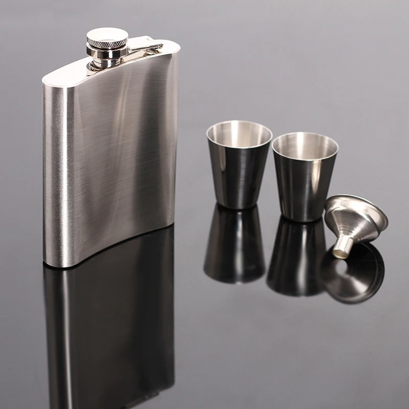 8Oz Stainless Steel Hip Flask High Quality Wine Whisky Pot Bottle Hip Flasks Drinker Alcohol Bottle Portable Drinkware Pot