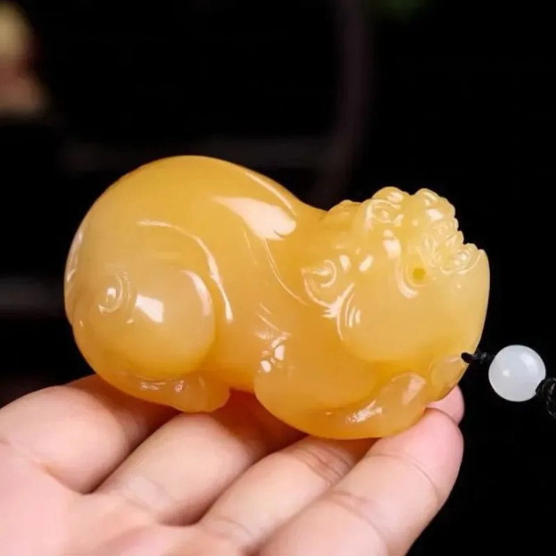 Luxury Xinjiang yellow jade Seed Material pixiu Pendant Carving Natural Genuine Women's Jewelry Accessories Energy Gift Seller