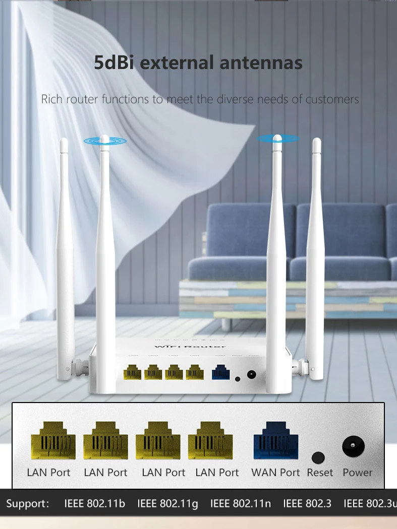 Zbtlink Wireless WiFi Router WE1626 Omni 2 OpenWrt for 4G USB Modem 4*Lan USB Wi-Fi 802.11g/b/n Access Point Stable Signal