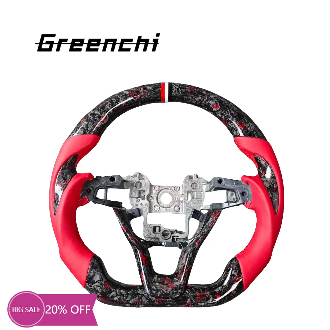 LED RPM Light Sport Carbon Fiber Steering Wheel for Honda 10th Generation Accord Odyssey Elysion Lysion Inspler Without airbags