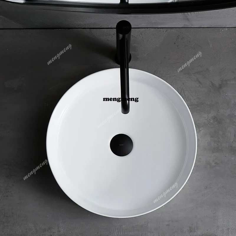 Household Bathroom Washbasin, Small-sized Ceramic Countertop Basin, Circular Washbasin 10396