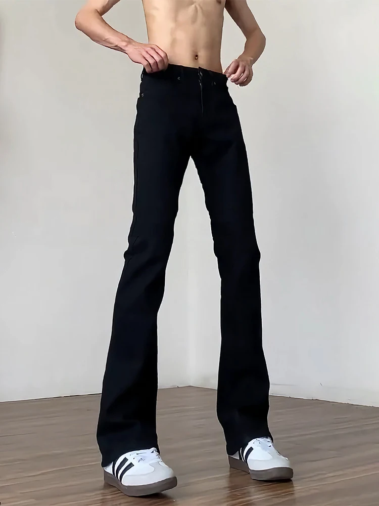 

High Elasticity Slim Fit Straight Leg Jeans Men Summer Enhanced Waist Version American High Street Straight Tube Pants