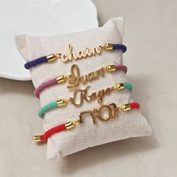 Personalized Customization Name Bracelet Men's and Women's Stainless Steel Colored Rope Brand Adjustable Rope Bracelet Jewelry
