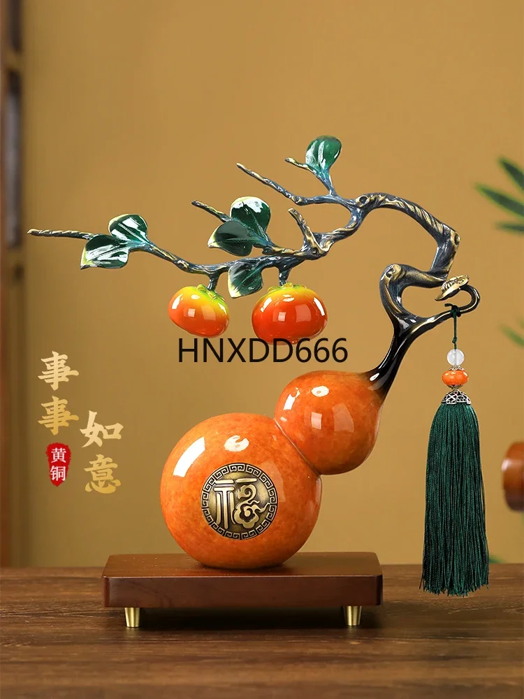 Persimmon Ruyi copper gourd ornament