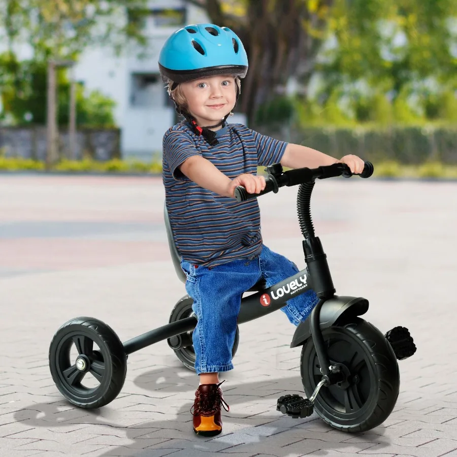 Qaba 3Wheel Recreation RideOn Toddler Tricycle With Bell Indoor Outdoor Black