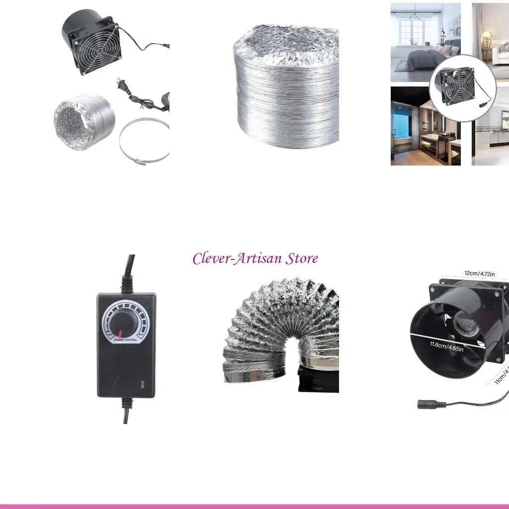 

E06B Вытяжной вентилятор 12 В с двойным шарикоподшипником и комплектом воздуховодов 3 дюйма, 210 кубических футов в минуту, для