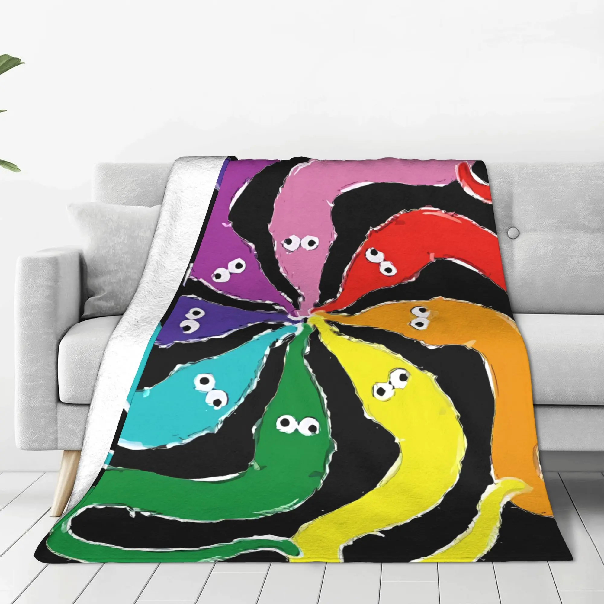 1PC Home Cutecore Colorful Squishy Worm Worm On A String Blanket Super Cosy Plush Home Living Room Sofa Halloween