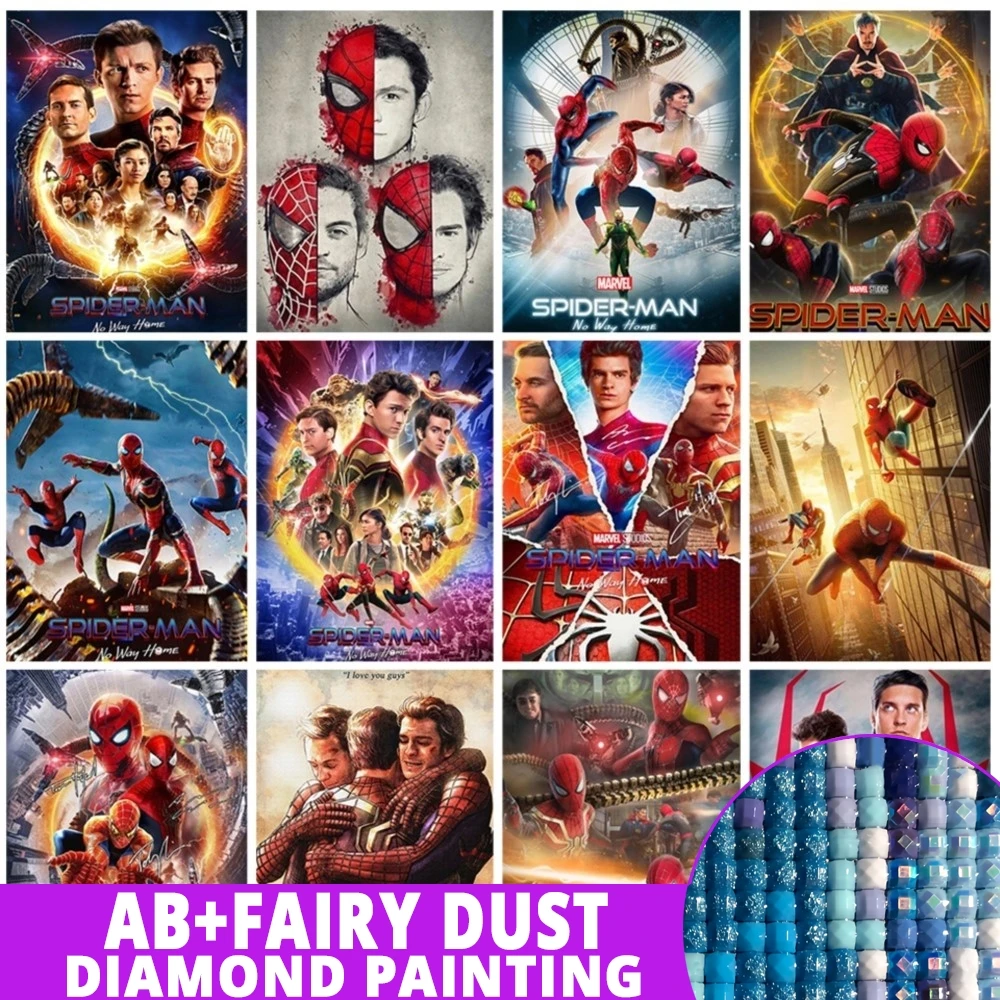 AB Fairy Dust Marvel Diamond Painting Hero Mosaic Picture No Way Home Full SpidSuffolk Broderie 5D Bal Inestones Home Decor DIY