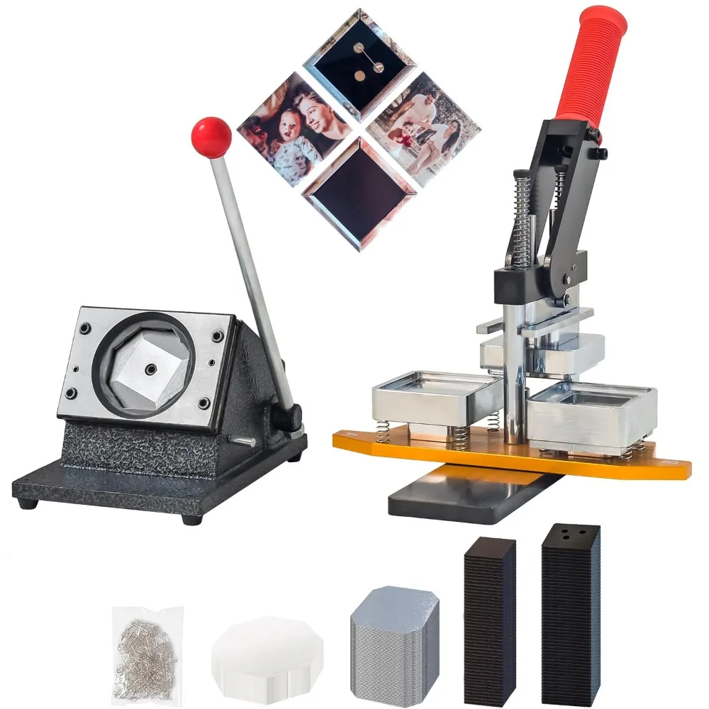 

DIY Photo Fridge Magnet Maker Kit Press Machine Paper Cutter 200 Supplies Make Badge Pins Fridge Magnets for Home Commercial
