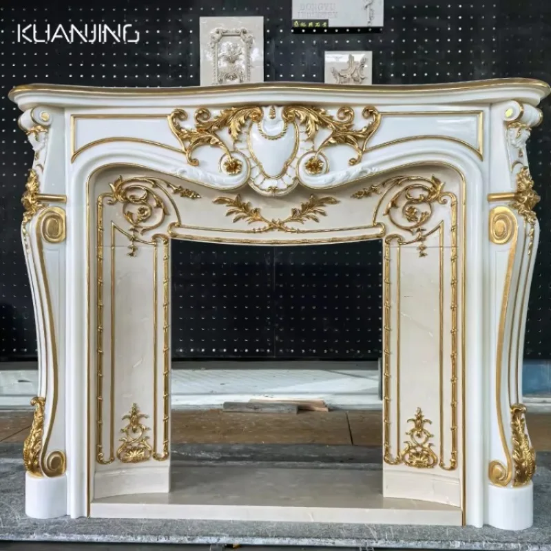 Natural Marble Nordic Design Modern European Freestanding Electric Fireplace Mantel Surround Heating for Indoor/Outdoor Use