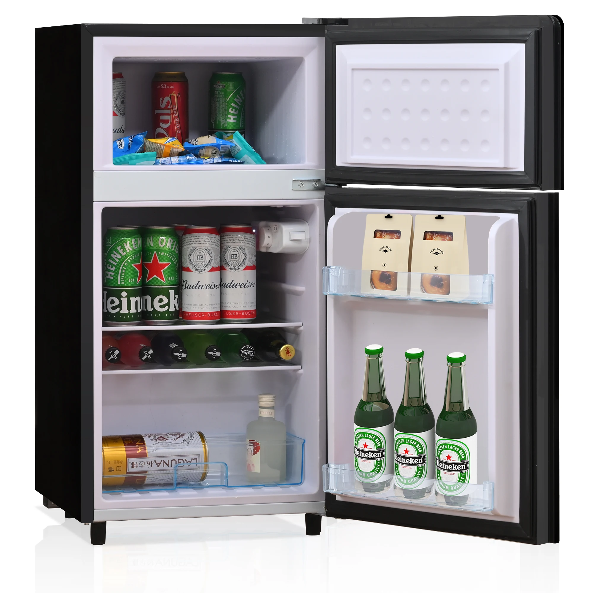 72L Mini-Kühlschrank, schwarze Glastür, 39dB, 7-stufige Temperaturregelung, LED-Beleuchtung, R600-Kältemittel, Direktkühlung