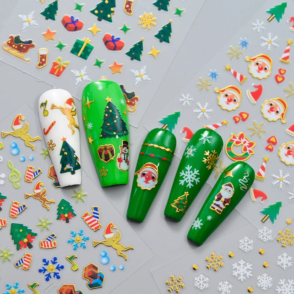 30 pièces noël flocon de neige flocon de neige Nail Art autocollants auto-adhésif mignon wapiti hiver nouvel an décalcomanies noël adhésif manucure curseur