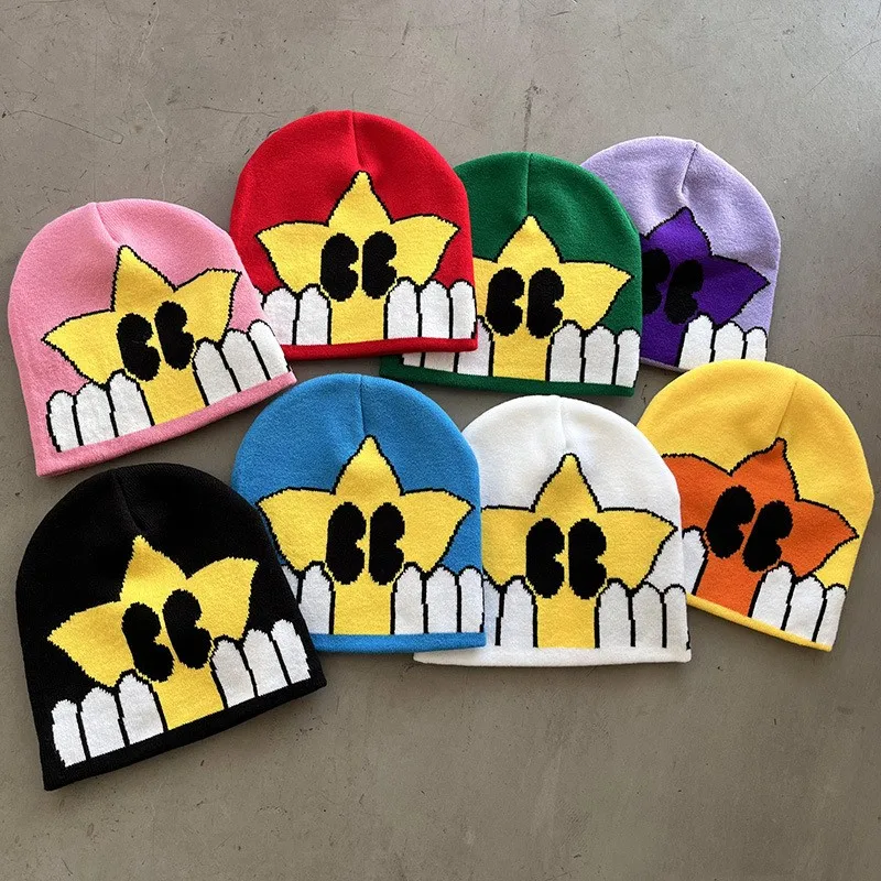 Fashion Cartoon Beanies 2026 Knit Cheap Winter Warm Caps Hats Hip-hop Soft Hat Brim Warm Knitted Cap for Men Women Girl Lady Man