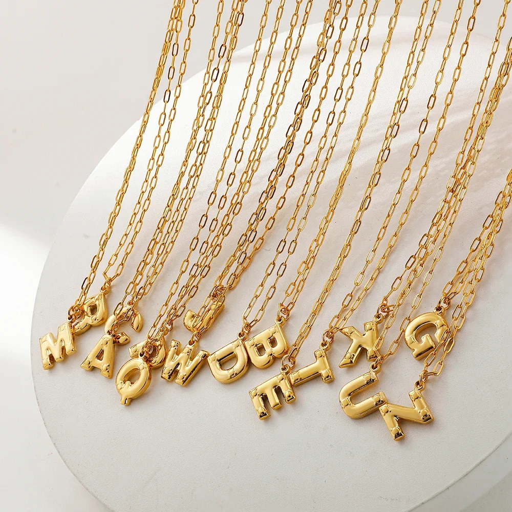 

A-Z Initial Necklace for Women Gold Plated Small Bubble Initial Alphabet Letter Pendant Link Chain Necklaces Girls Jewelry Gifts