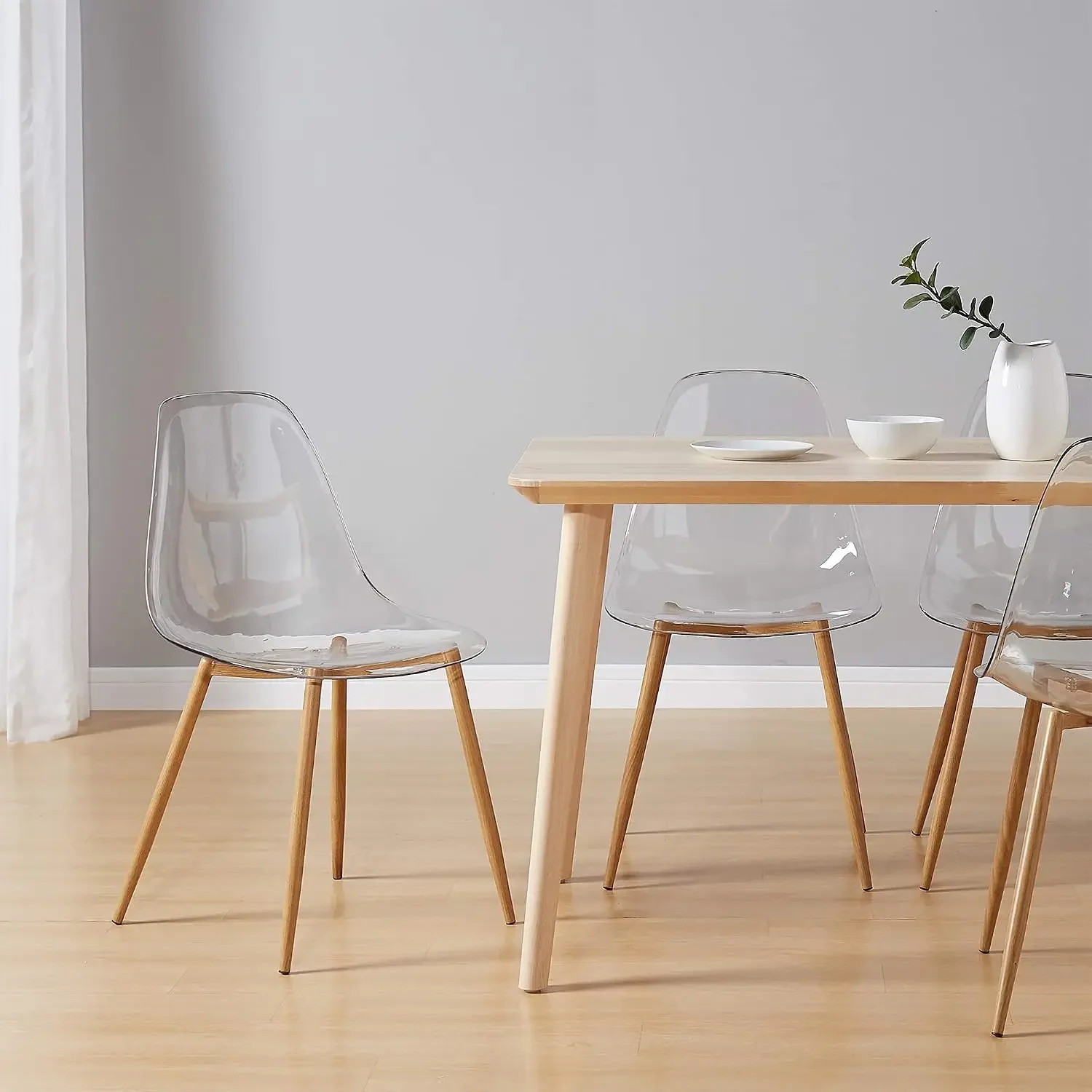 Acrylic Ghost Crystal Clear Seat,Modern Plastic Shell Accent Side Chairs for Kitchen, Dining, Living, Guest, Bed Room, Set