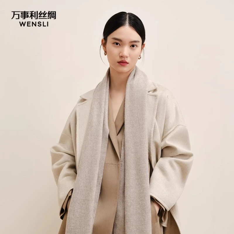 

Wensli Рождественский подарок осень/зима новый однотонный шерстяной шарф с бахромой теплый шейный шарф для пары подарочная шаль