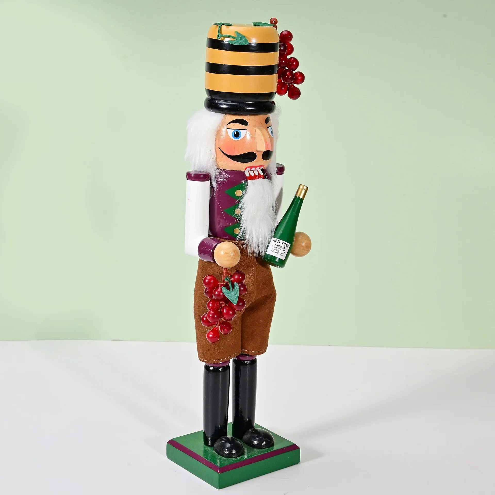 38cm Wine Man Nutcracker Soldier Wooden Craft Nutcracker Puppet Soldier Doll Desktop Ornaments Christmas Decoration for Home