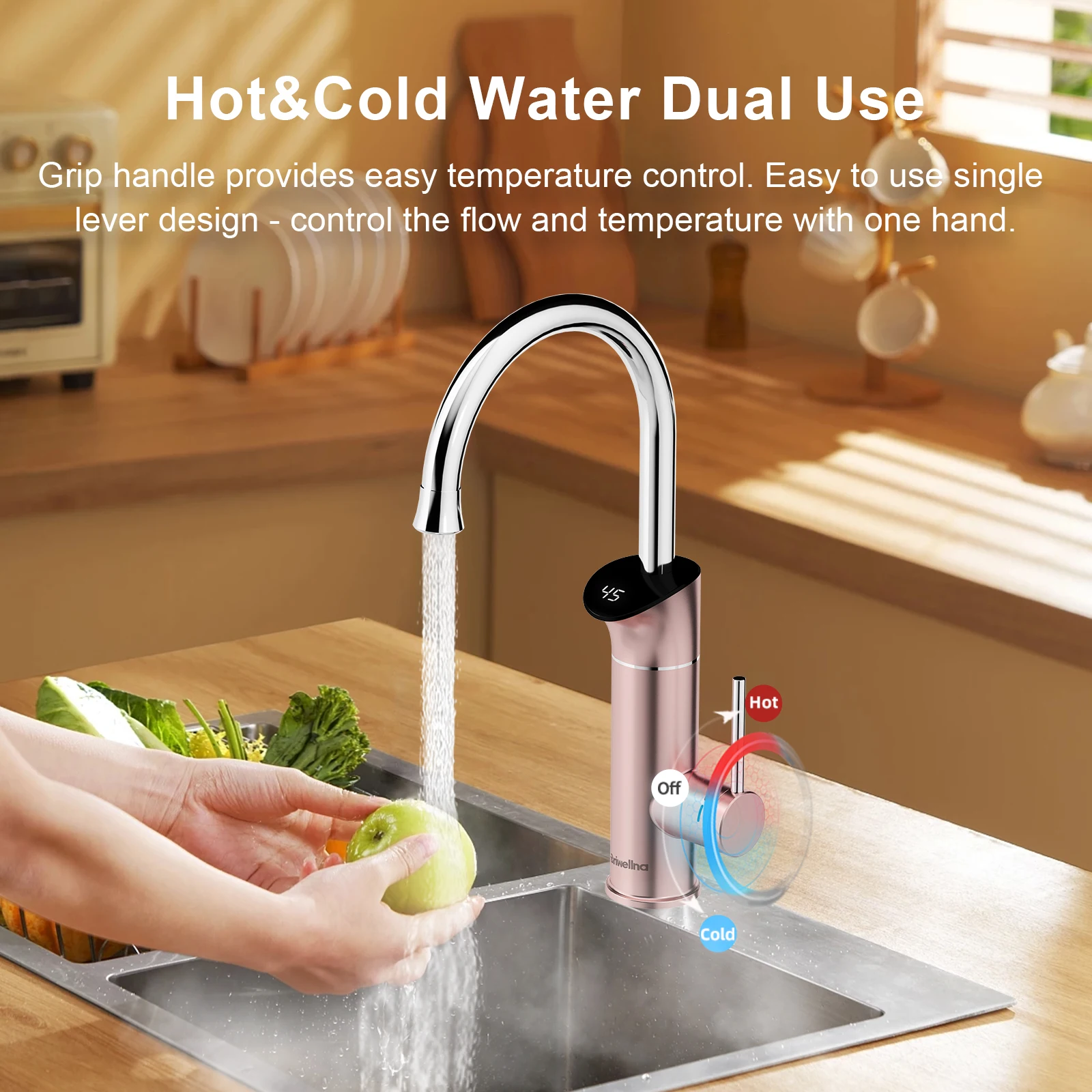 Electric Instant Water Heater 2-in-1Faucet Water Heater 360-Degree Swivel Spoutfor Continuous Hot Water with 304 Stainless Steel