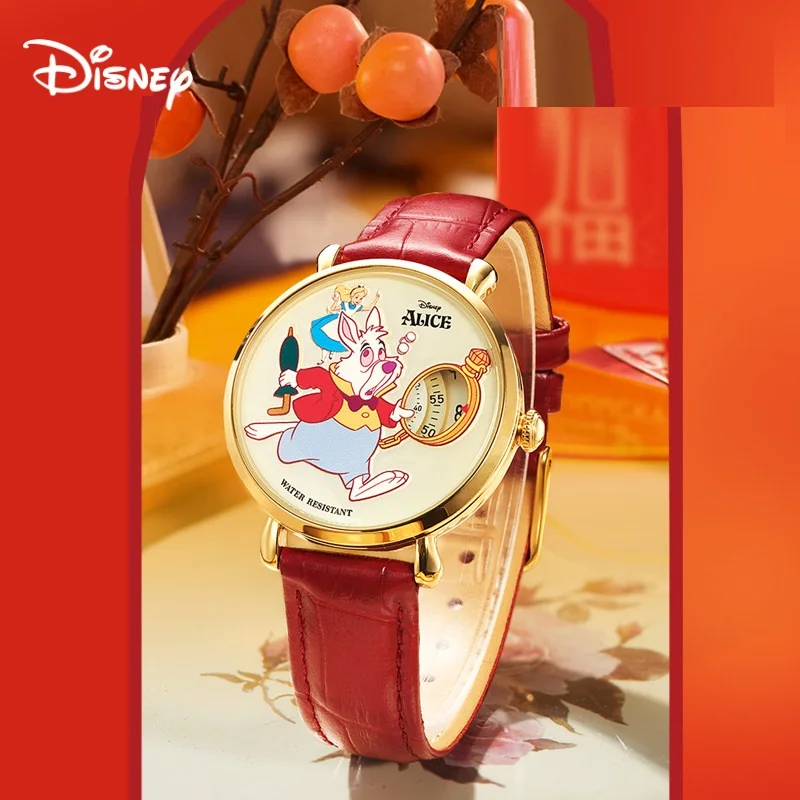 Disney Alice\'s Adventures In Wonderland White Rabbit Unisex Cartoon Quartz Wristwatch Women Man Pointless Design Lady New Clock