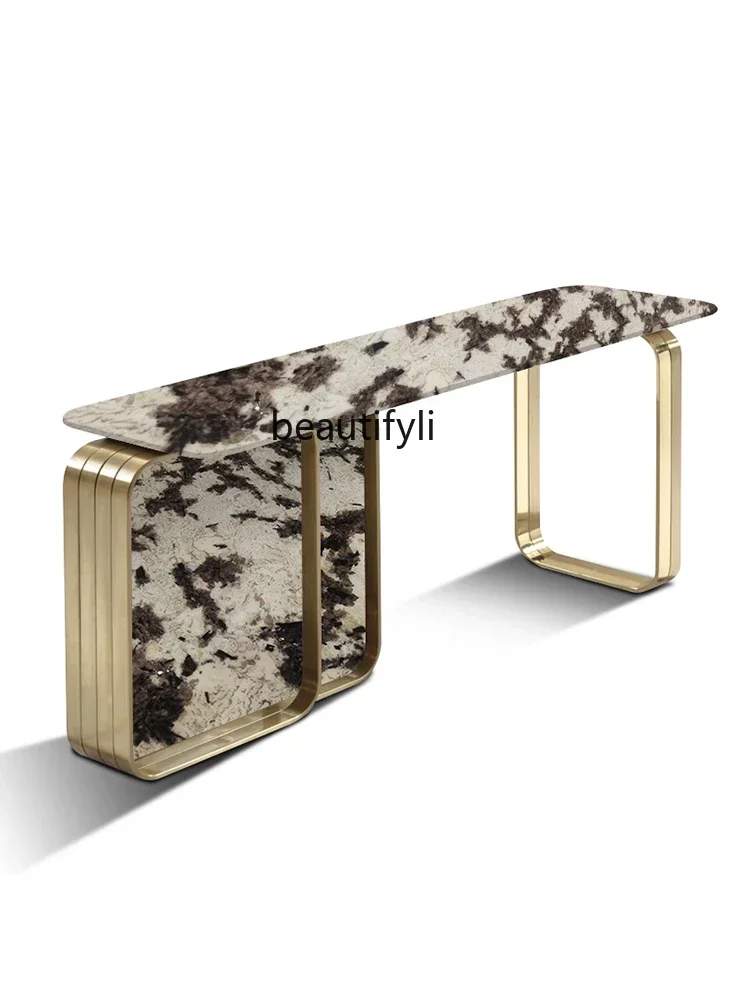 

X188 Amazon Green Natural Luxury Stone Light Luxury Console Tables Entrance Cabinet