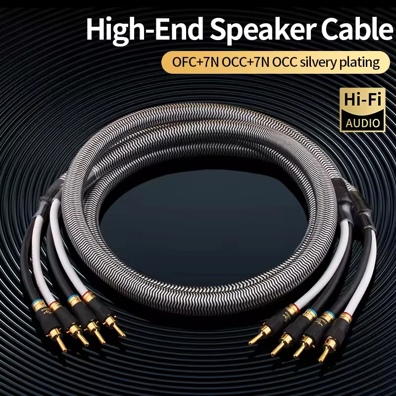 One Pair HiFi Speaker Wire Single Crystal Amplifier Connection Cable for High-End Audio System Fever Home Theater Sound AMP