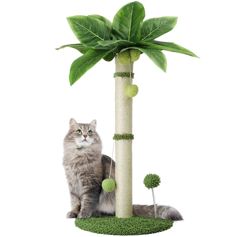 Cat Scratching Pos for Cats 65cm Tall Scratch Tree with Premium Sisal Rope Two Interactive Dangling Balls and Spring Ball Toys