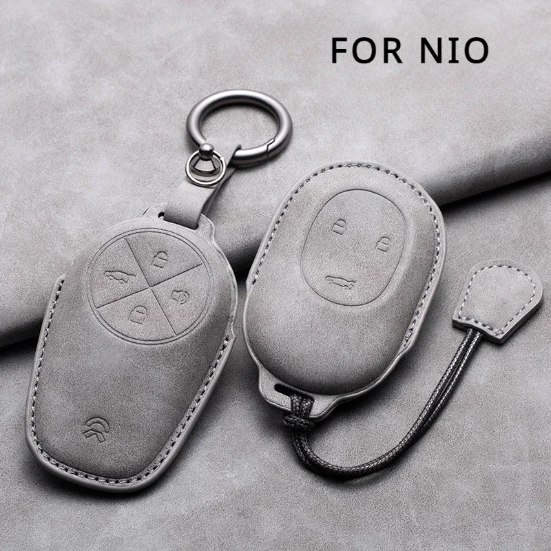 

Leather Car Remote Key Case Cover For Nio ET7 ET5 2022 2023 2024 For Weilai NIO ES6 ES7 ES8 EC6 EC7 Auto Key Fob Shell Keychain