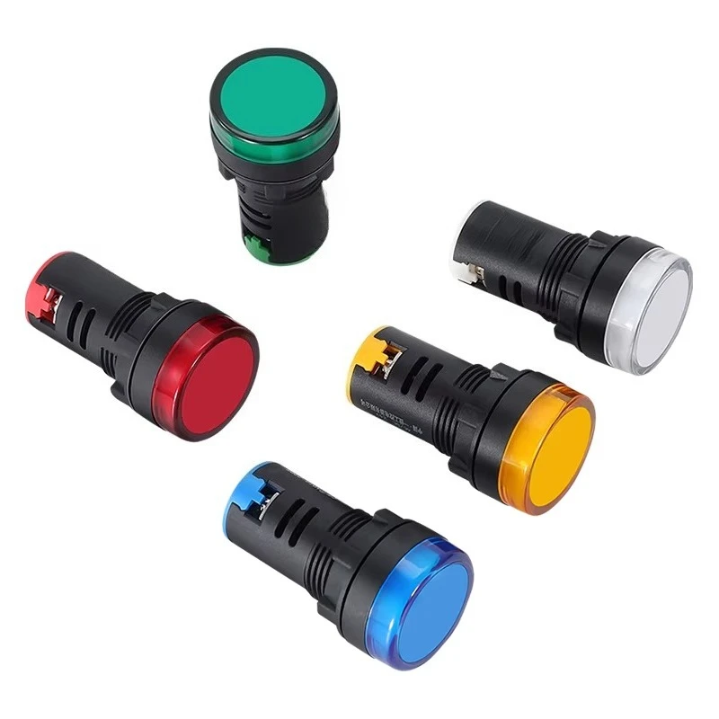 AD16-22DS 22MM LED Indicator Light 12V/24V/220V Red/Green/Blue/Yellow/White for Industrial Control Panel Cabinet Switch