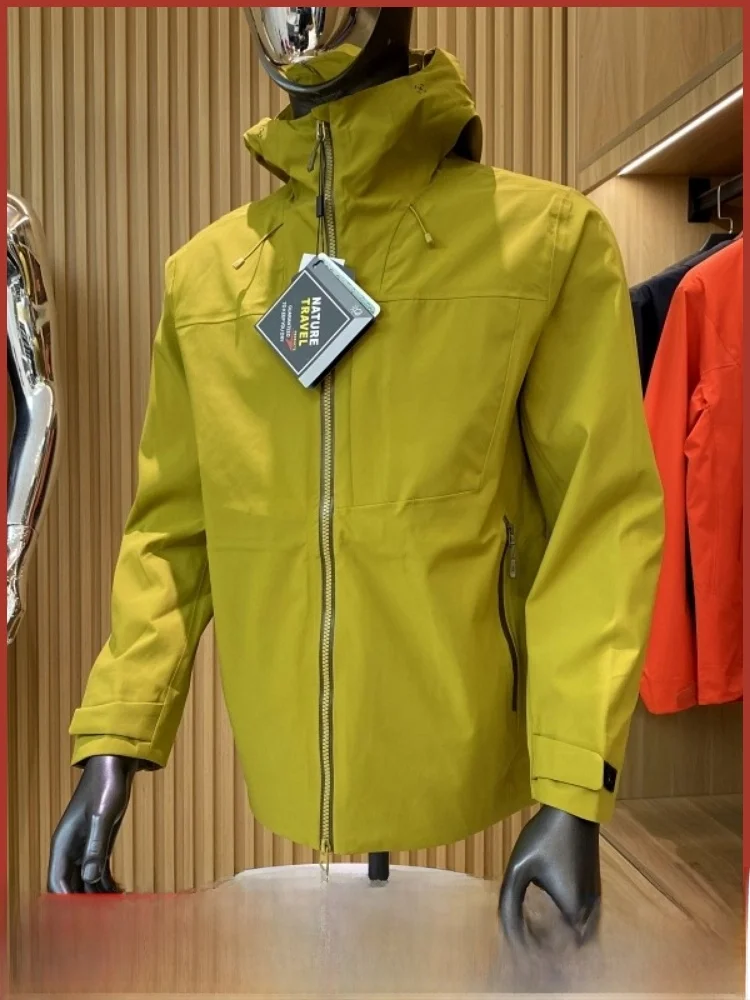 

Мужская уличная ветрозащитная куртка с капюшоном, новая осенне-зимняя функциональная куртка из полиэфирного волокна, длинная застежка-молния, чистый цвет