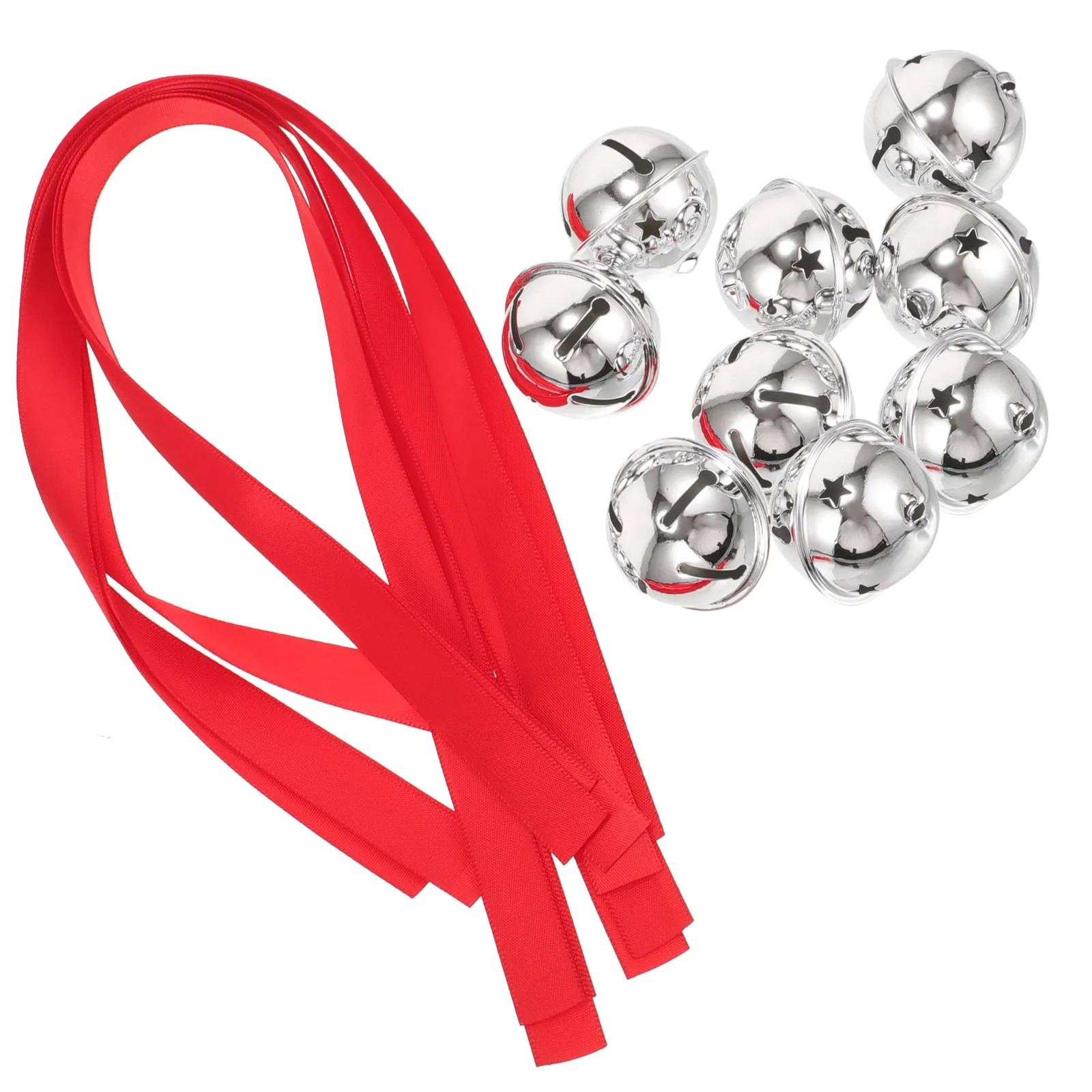 

9 Pcs Christmas Bell Decoration Decorative Bells for Set Silver Ribbon Ornaments