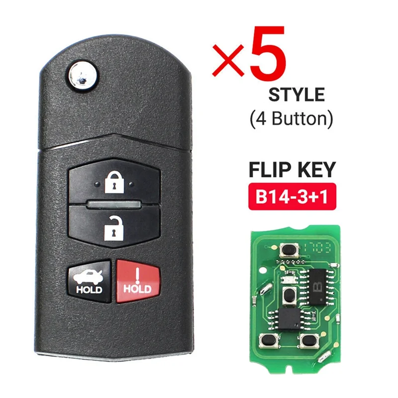 5Pcs KEYDIY B14-4 Universal 4 Button B-Series KD Remote Control Car Key for KD900 KD900+ URG200 KD-X2 Mini for Mazda