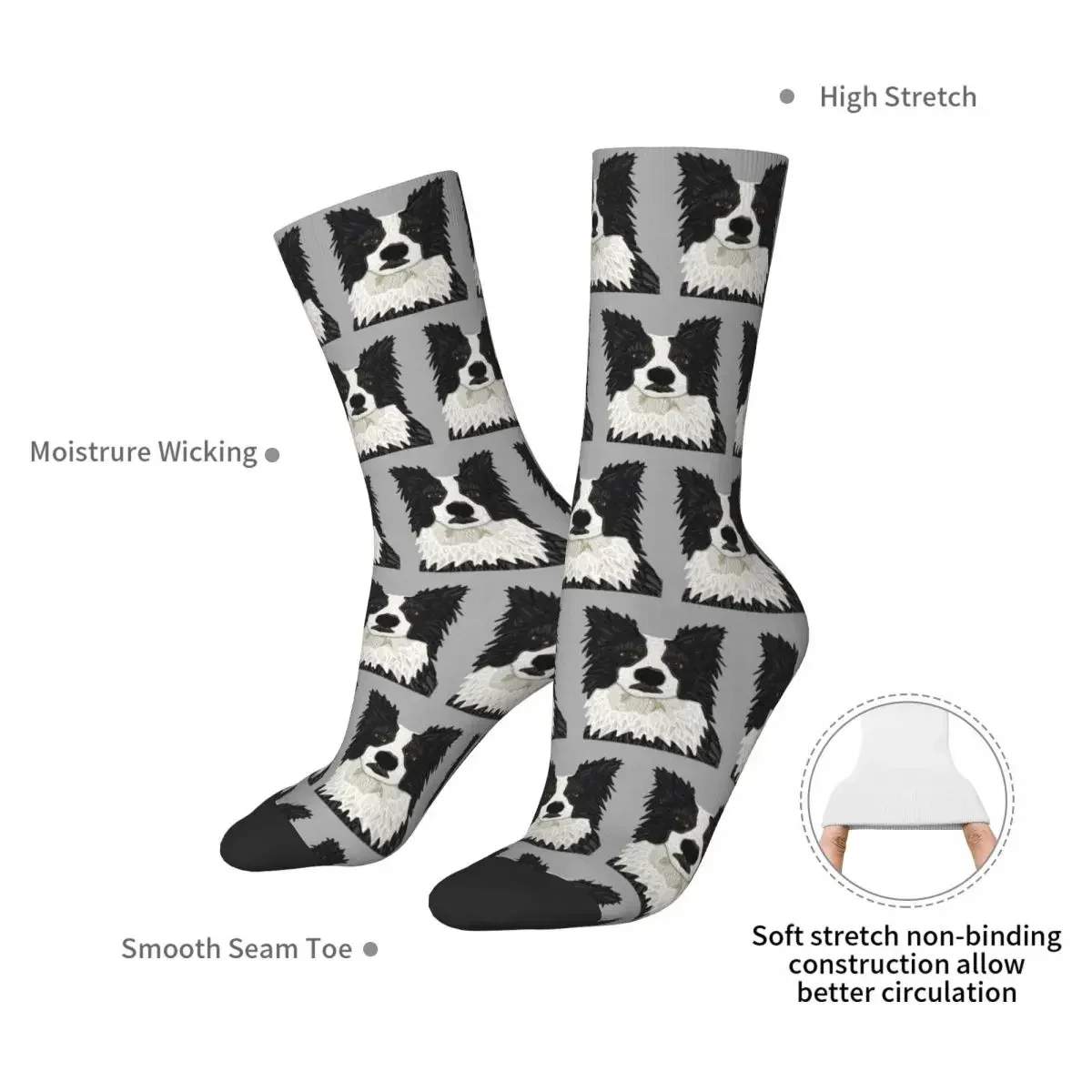 Collie supersuaves-Calcetines para hombre y mujer, medias largas con bordes negros, accesorios para todas las estaciones, regalo de cumpleaños