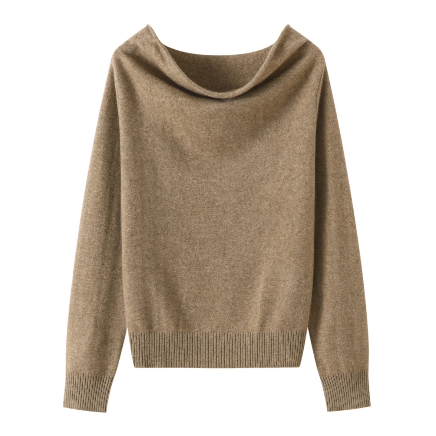 New Autumn Winter Women 100% Premium Cashmere Knit Top Draped Cowl Neck Multi‑wear Design Elegant Mature Versatile Sweater