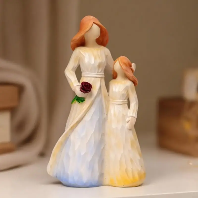 Familienfiguren, Kunstharz, Familienskulptur, Eltern, Sohn, Tochter, Statue, Heimdekoration, Geburtstag, Erntedankfest, B03E – Detail 3