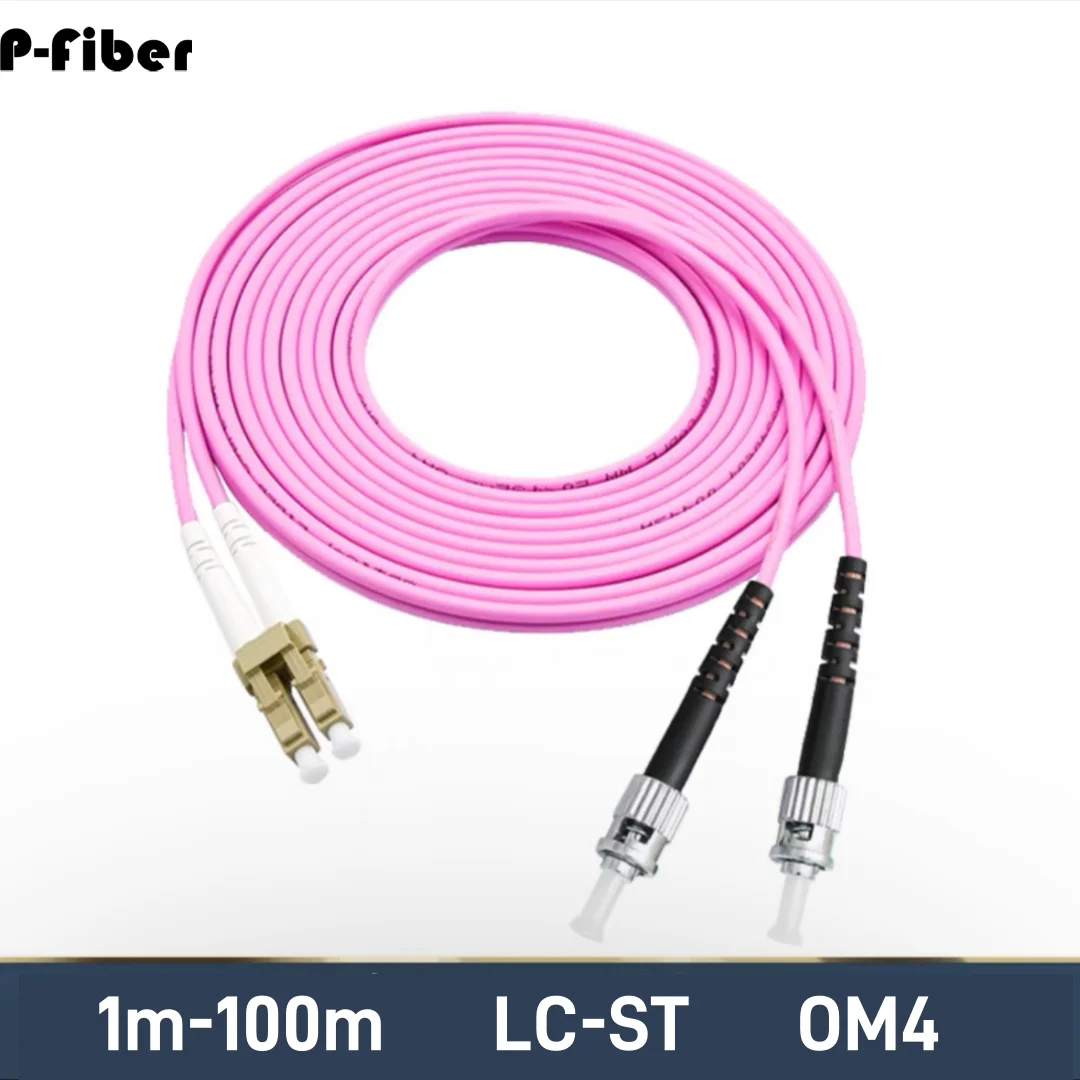 OM4 patchcord LC-ST duplex 1-100M 10 Gigabit multimode DX dual core MM optical fiber extension cable sc-lc FTTH jumper P-FIBER