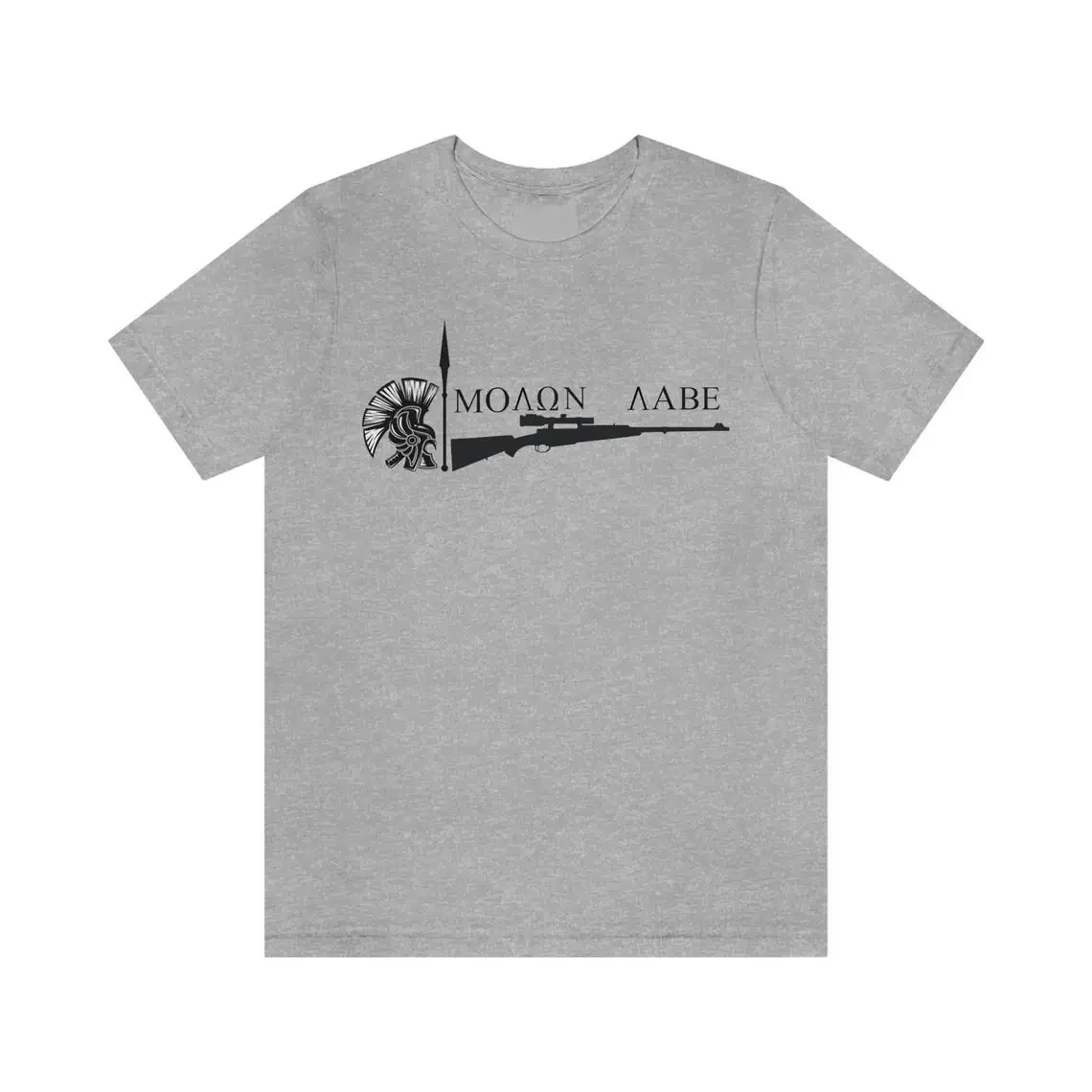 Spartan Spear 2nd Amendment Rifle Molon Labe T-Shirt 100% Cotton O-Neck Summer Short Sleeve Casual Mens T-shirt Size S-3XL