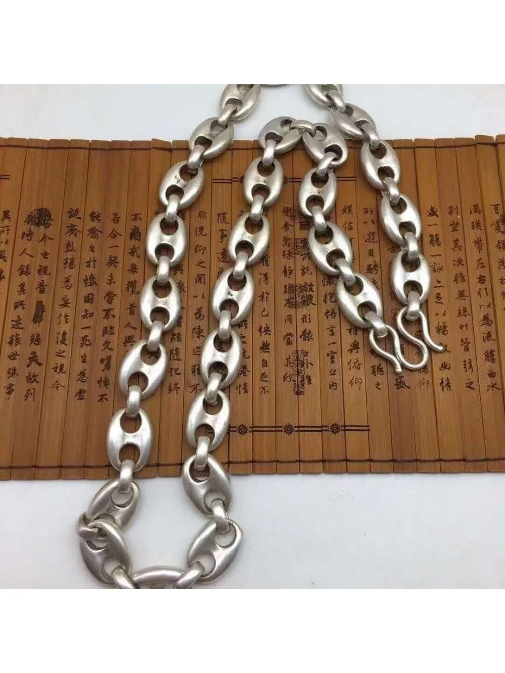 

Hot selling Rare Chinese Miao Tibetan silver handmade necklace jewelry noble gift 60 CM long Men and Women Trendy Fashion