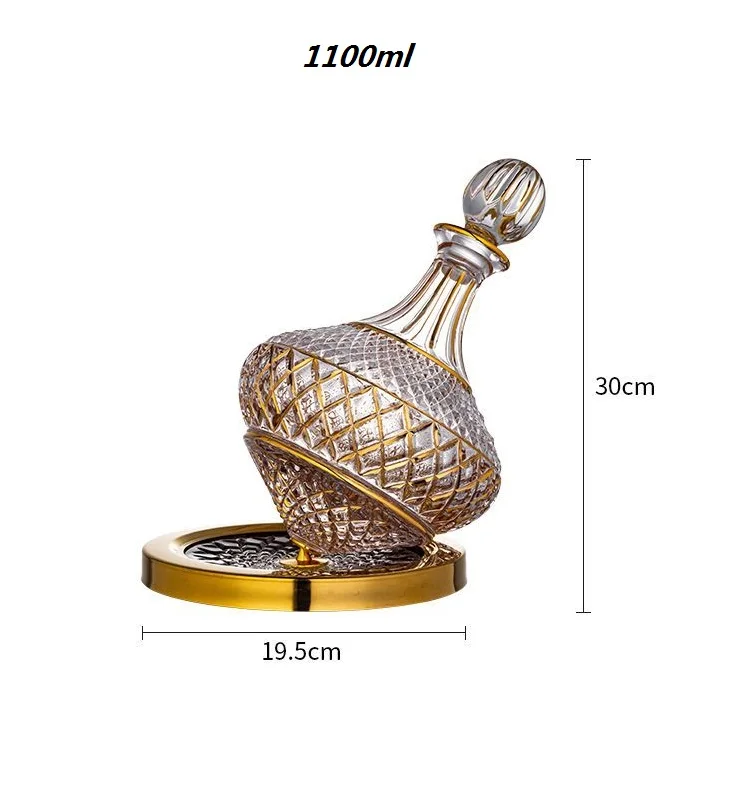 Imagem -04 - Decantador Rotativo de Cristal High-end Copo de Vinho Luxuoso Ouro Desenho Gyro Decanter 1100ml