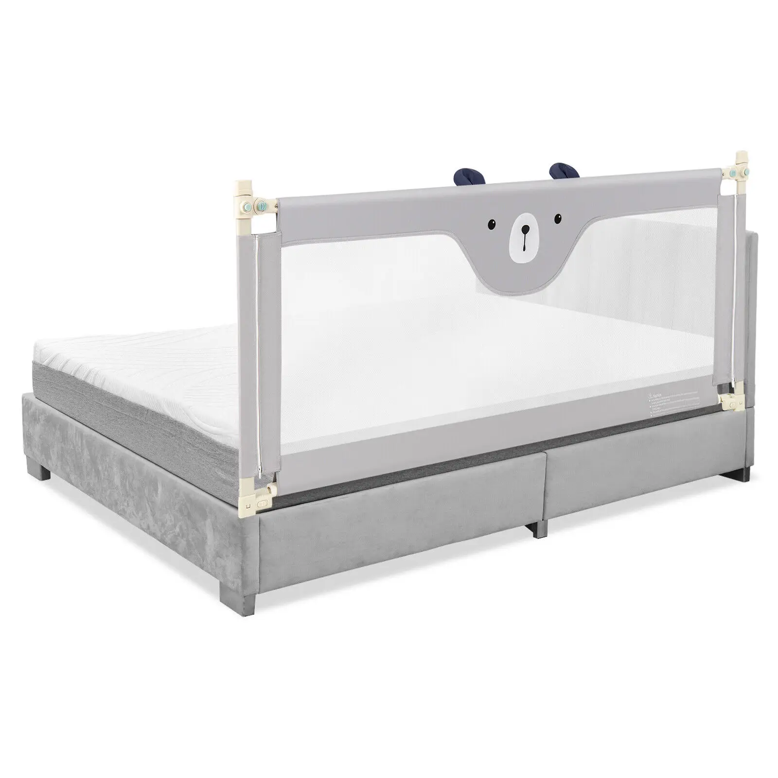 GOFLAME 175CM Cute Baby Bed Rail Guard Toddler Infant Security Guardrail W/ Double Lock