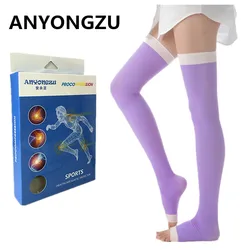 Anyongzu 420d High Pressure Elastic Sleeping Stocking Medical Open-toed Shaping Calf Prevent Varicose Veins Compression Stocking