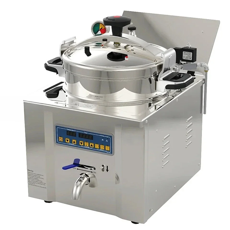 

Commercial Electric Pressure Fryer with Thermostat for Perfect Chicken,Potato Chips & More - Stainless Steel Deep Fryer