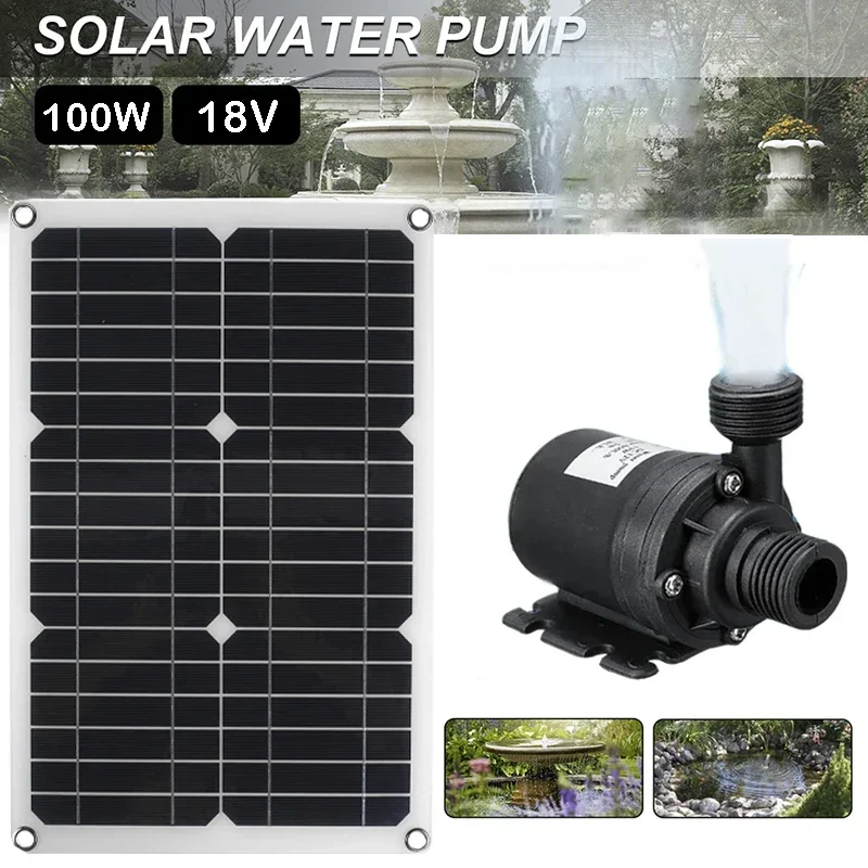 

12V 100W 800l/h Brushless Solar Water Pump Monocrystalline Silicon Continuous Work Pond Pump Garden Decoration Kit Tool