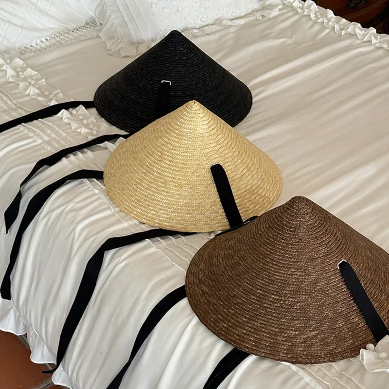 Ins Chic Summer Holiday Sunscreen Fashion Natural Straw Model Lady Bamboo Cap Women Leisure Beach Hat