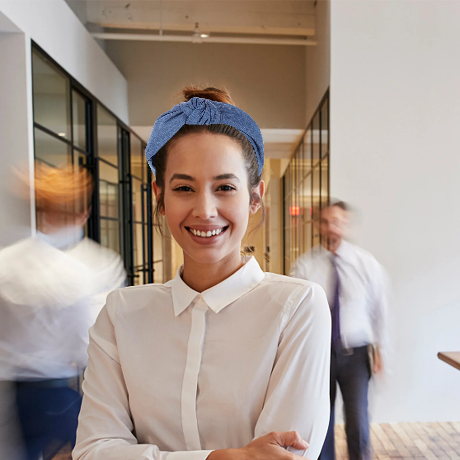 

Jean Headbands Denim Wide Blue Knotted Top Knot Elastic Non Slip Headbands for Women Girls Hair Accessories Blue Headband