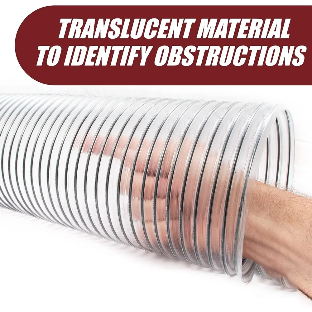 Tubo di raccolta polveri in PVC trasparente A62X da 2 pollici con diametro esterno 50 mm da utilizzare con collettori di polveri con porte da 2 pollici. Ideale per gli aspirapolvere del negozio